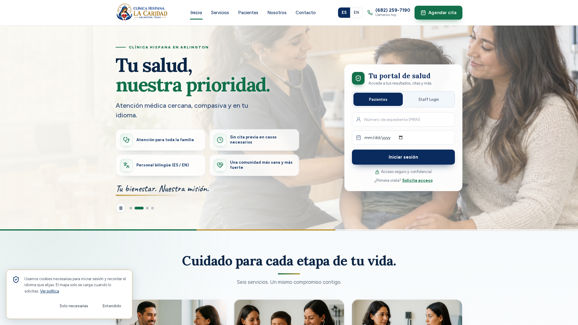 Clínica Hispana La Caridad — live website